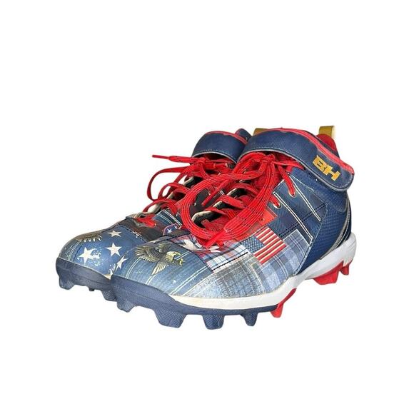 ***SOLD*** Under Armour Harper Big Kids Size 6Y Baseball Cleats Blue White - Picture 2 of 6